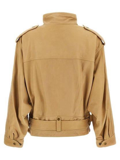 Isabel Marant Farza Leather Jacket Beige
