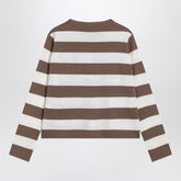Max Mara Striped Wool Sweater with Embroidered Detail in Brown