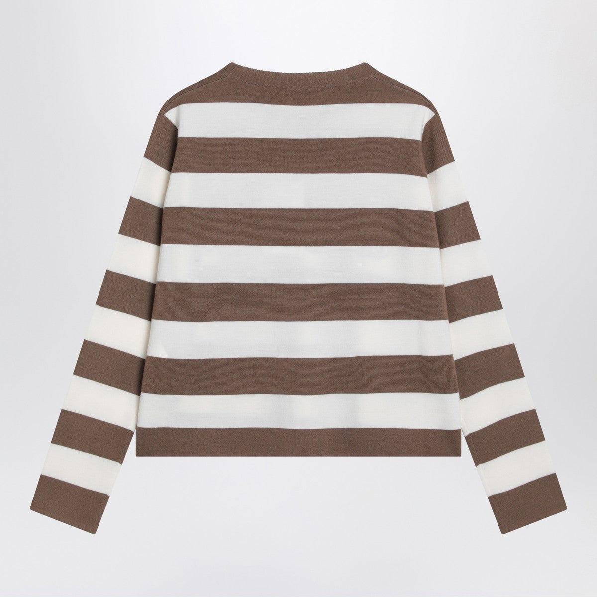 Max Mara Striped Wool Sweater with Embroidered Detail in Brown