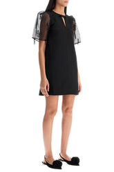 Ganni organza-sleeved midi Dress