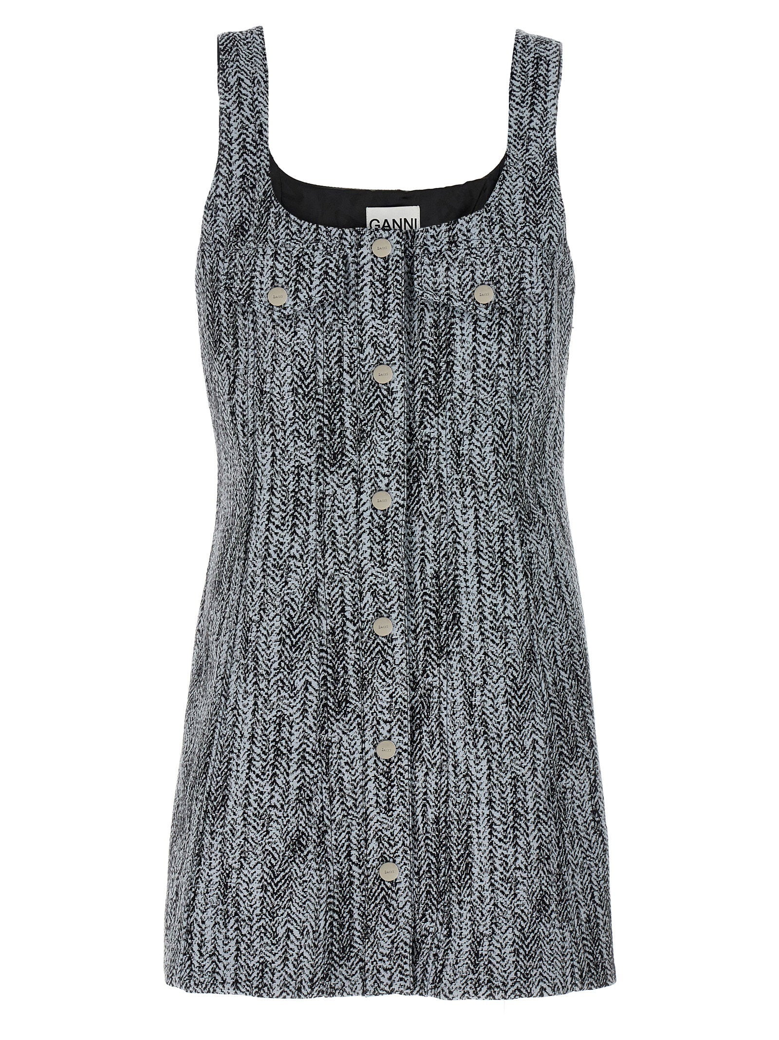 Ganni Tweed Dress Multicolor