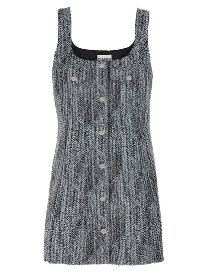 Ganni Tweed Dress Multicolor