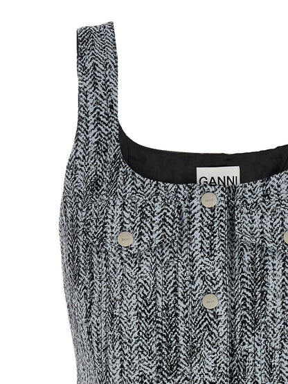Ganni Tweed Dress Multicolor