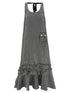 Ganni Crinkled Check Long Dress Black