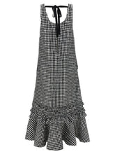 Ganni Crinkled Check Long Dress Black