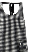 Ganni Crinkled Check Long Dress Black