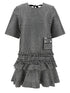 Ganni Crinkled Check Mini Dress White/black