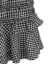 Ganni Crinkled Check Mini Dress White/black