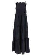 Ganni Black Smock Tie Dress Gray