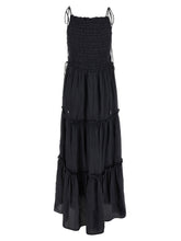 Ganni Black Smock Tie Dress Gray