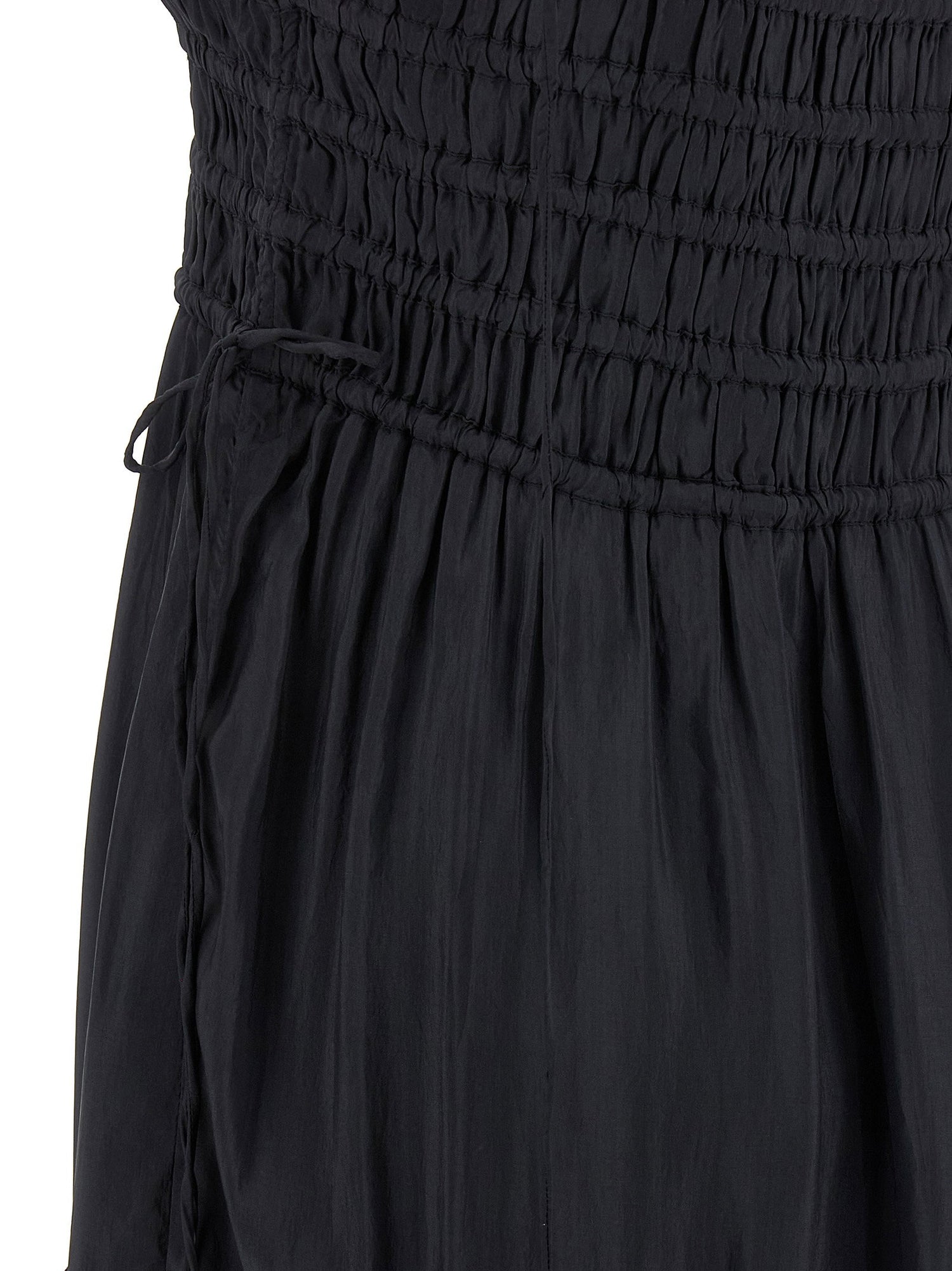 Ganni Black Smock Tie Dress Gray