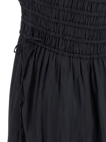 Ganni Black Smock Tie Dress Gray