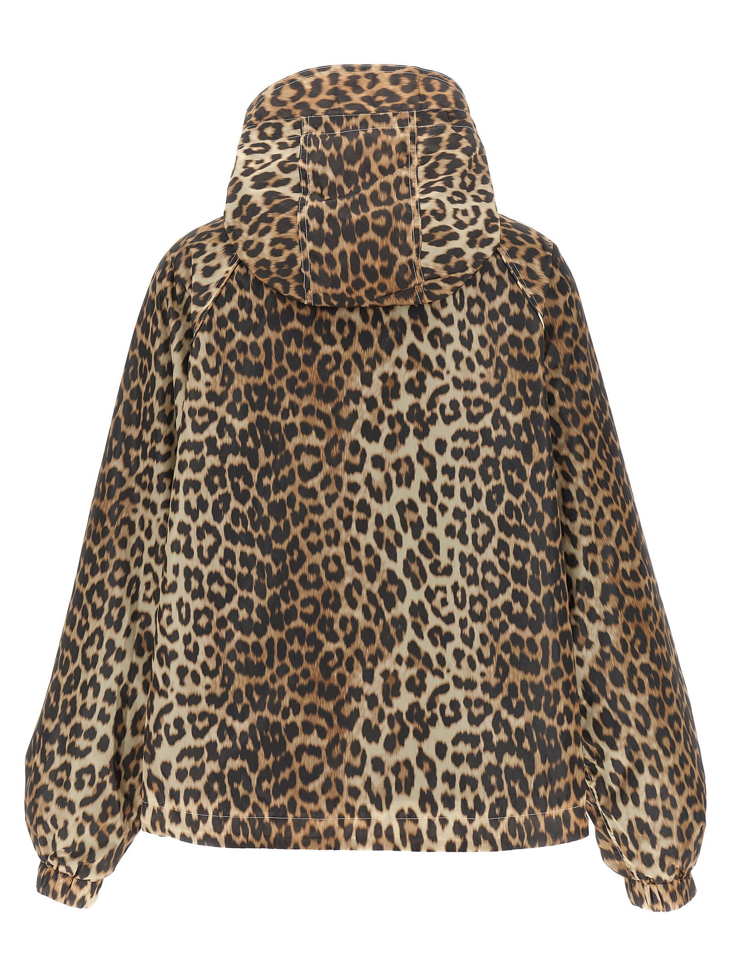 Ganni Leopard Print Nylon Windbreaker Multicolor