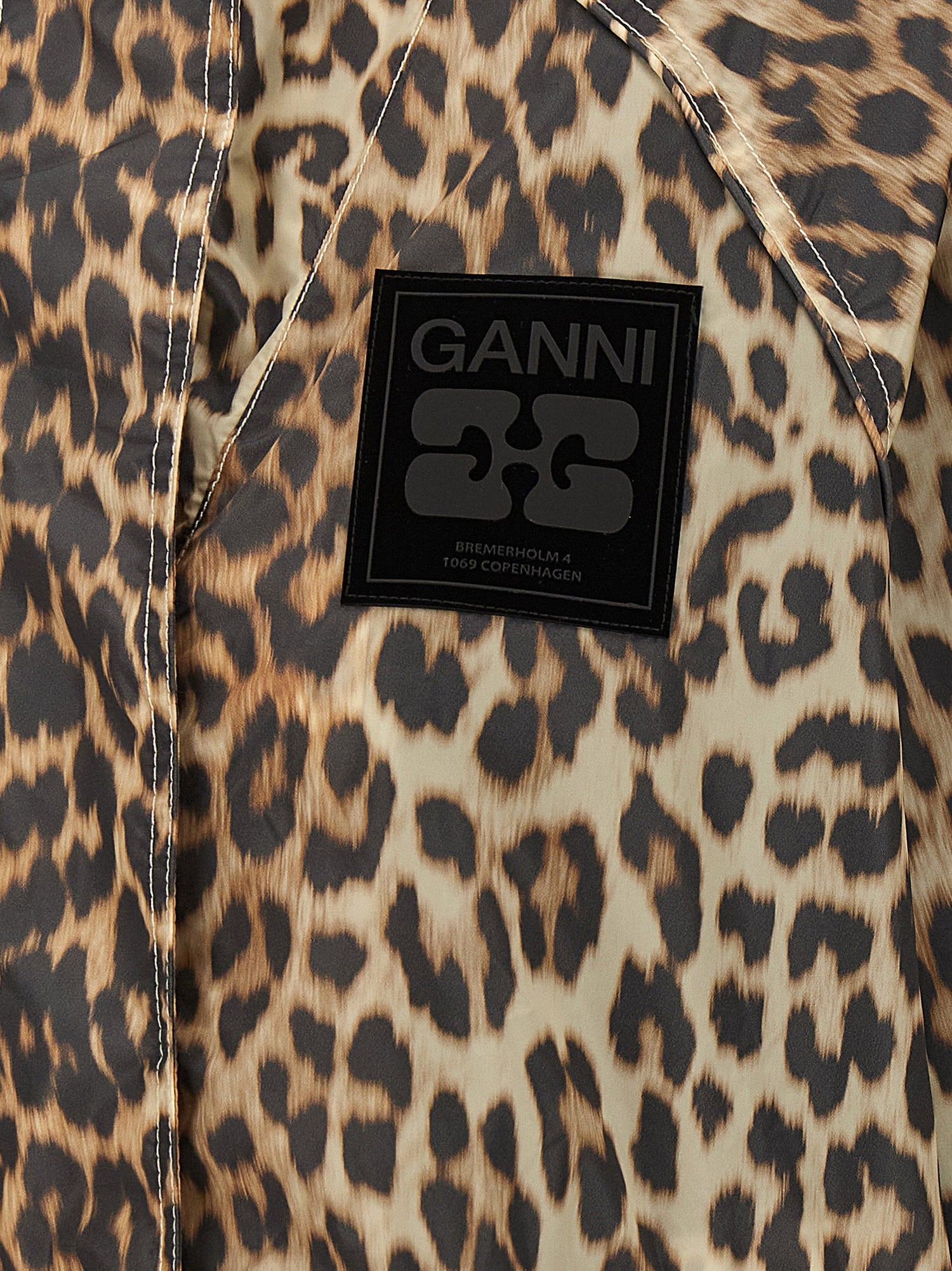 Ganni Leopard Print Nylon Windbreaker Multicolor
