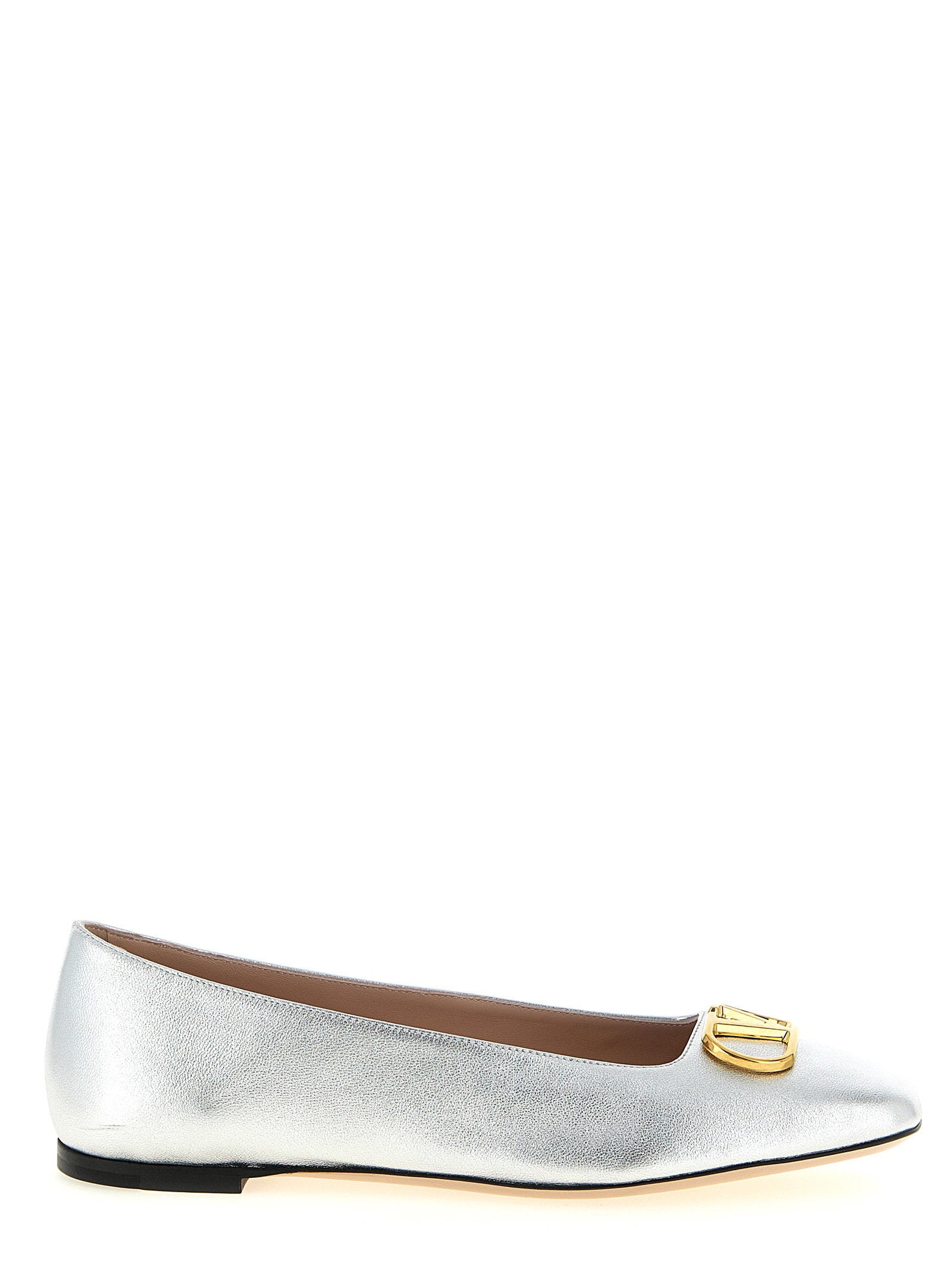 Valentino Garavani Valenitno Garavani Vlogo Signature Ballet Flats Silver