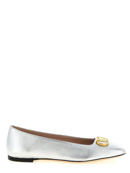 Valentino Garavani Valenitno Garavani Vlogo Signature Ballet Flats Silver