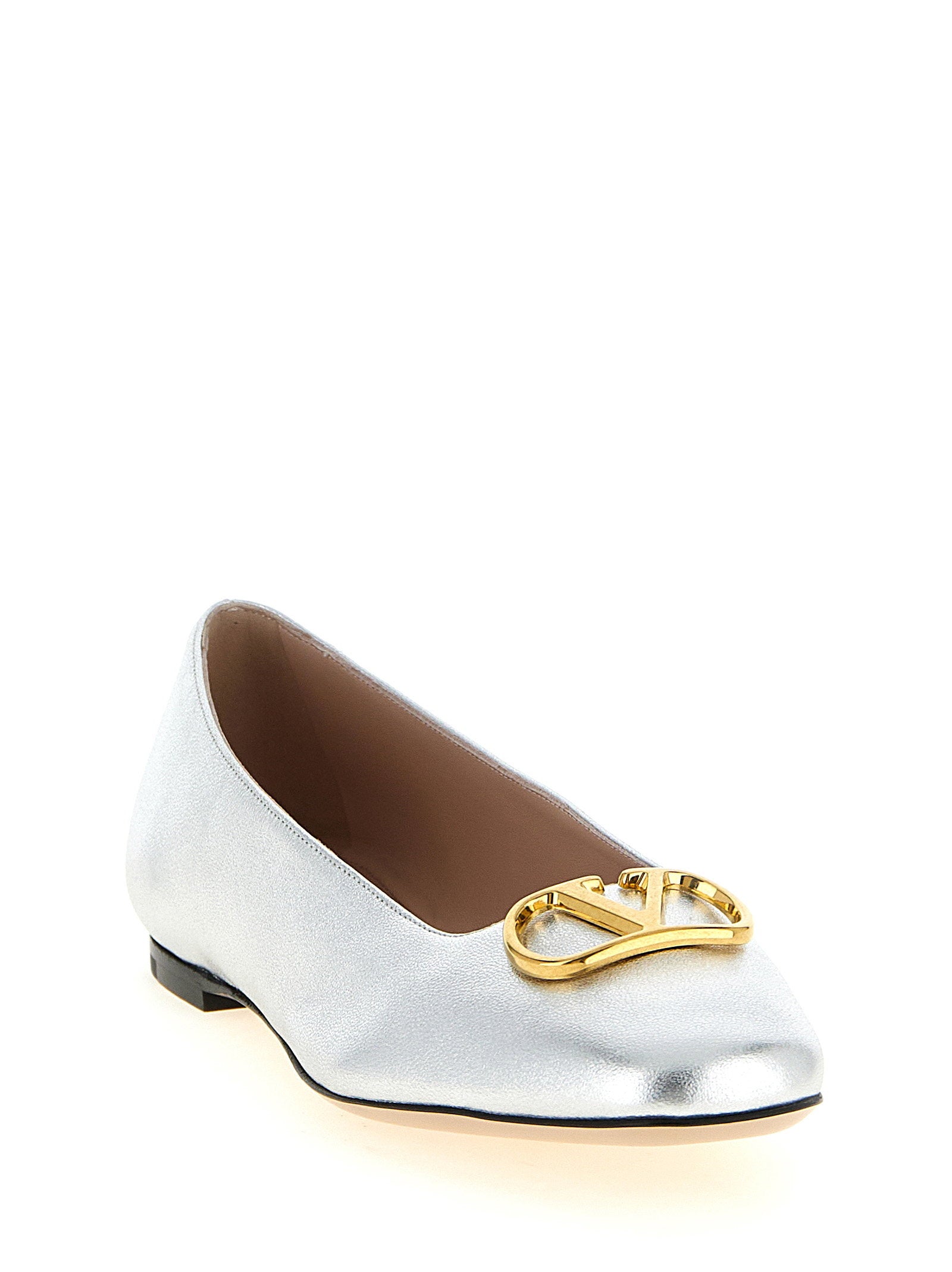 Valentino Garavani Valenitno Garavani Vlogo Signature Ballet Flats Silver