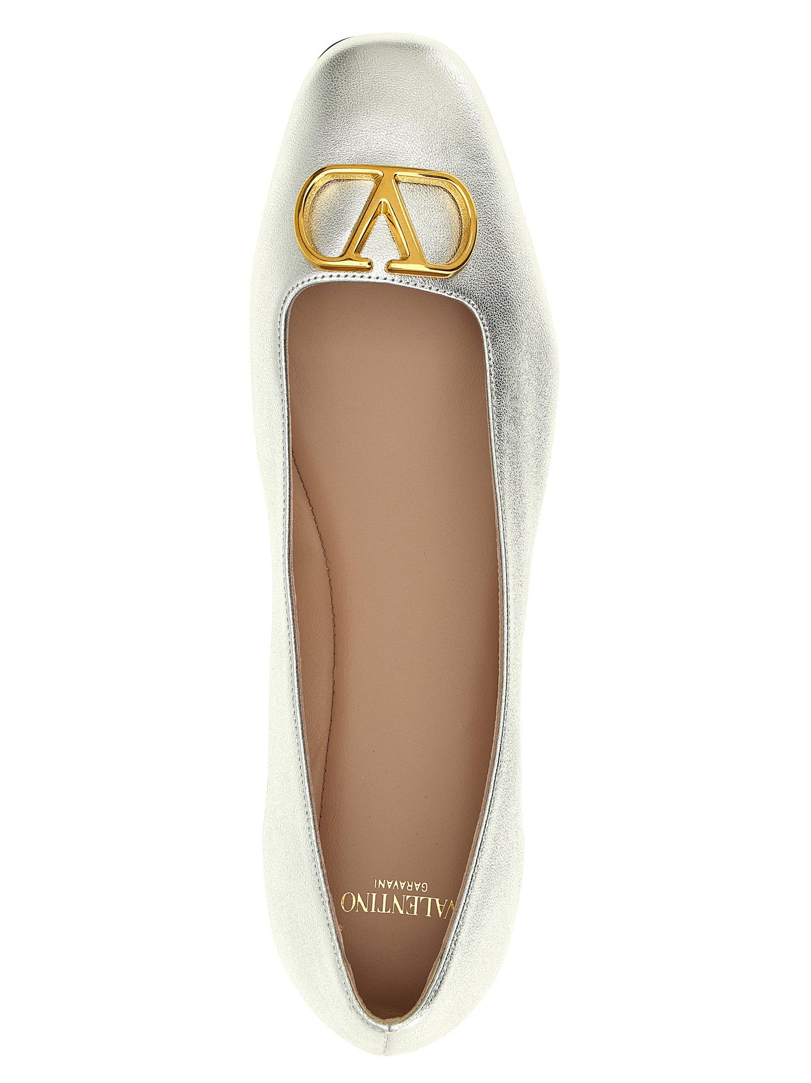 Valentino Garavani Valenitno Garavani Vlogo Signature Ballet Flats Silver