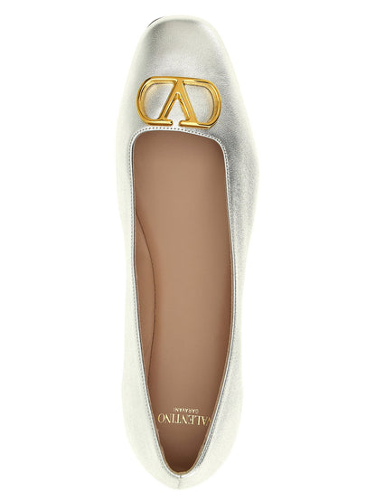 Valentino Garavani Valenitno Garavani Vlogo Signature Ballet Flats Silver