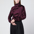 Ganni Mauve Satin Draped Blouse with Back Cut-Out Red