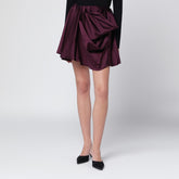 Ganni Mauve Draped Satin Mini Skirt Red
