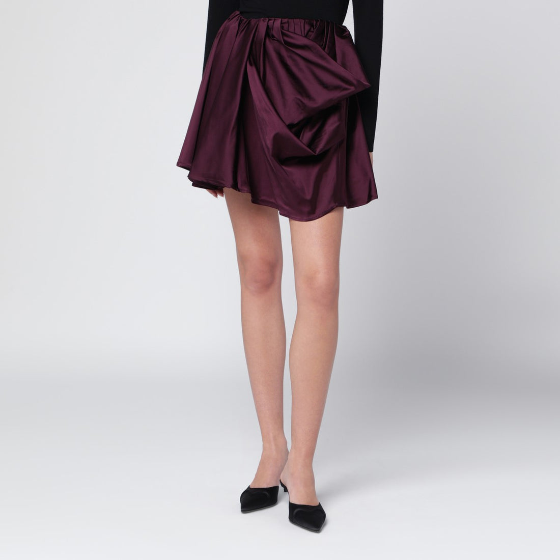 Ganni Mauve Draped Cotton Mini Skirt Red