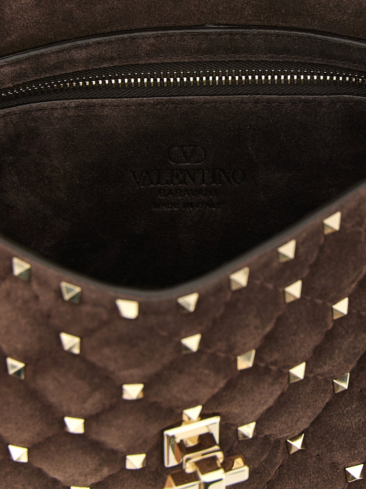 Valentino Garavani Rockstud Spike Mediium Crossbody Bag Brown