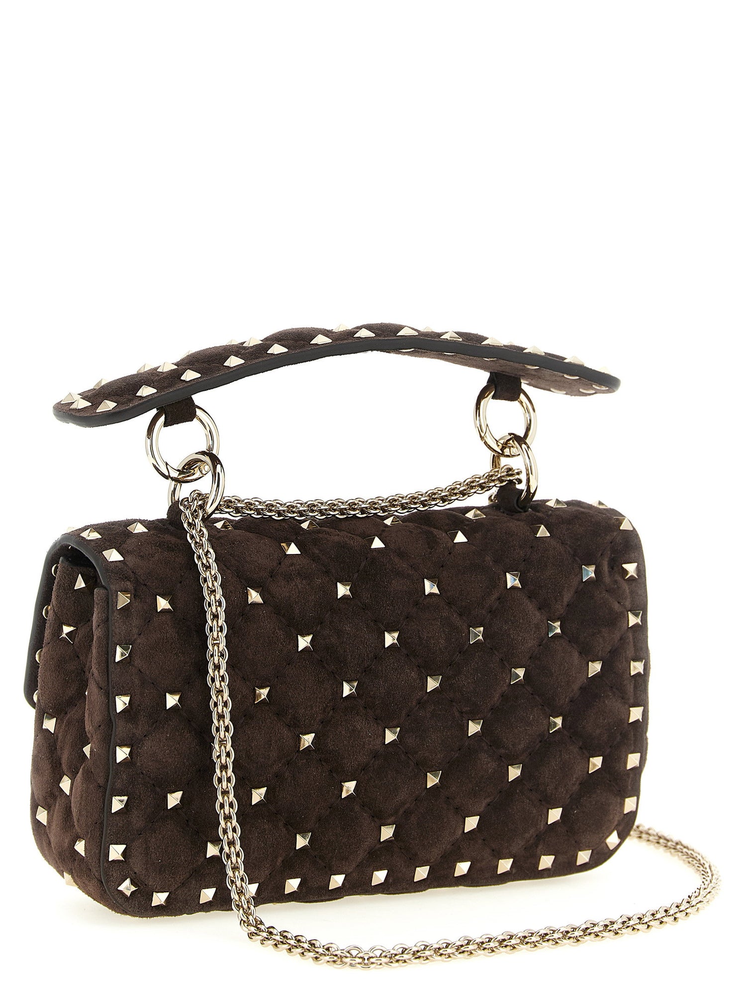 Valentino Garavani Rockstud Spike Shoulder Bag Brown