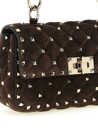 Valentino Garavani Rockstud Spike Shoulder Bag Brown