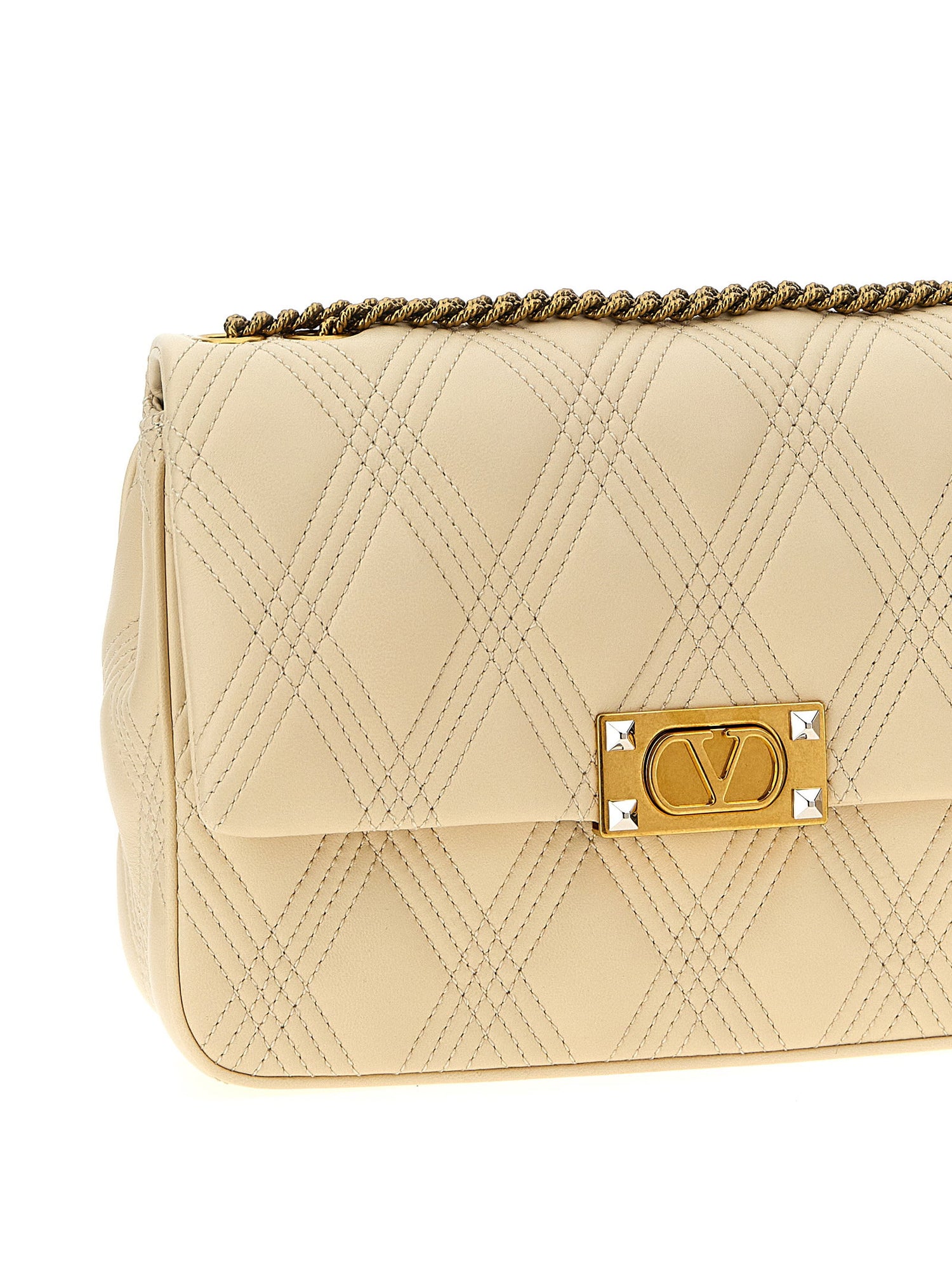 Valentino Garavani Quiltie 67 M Shoulder Bag White