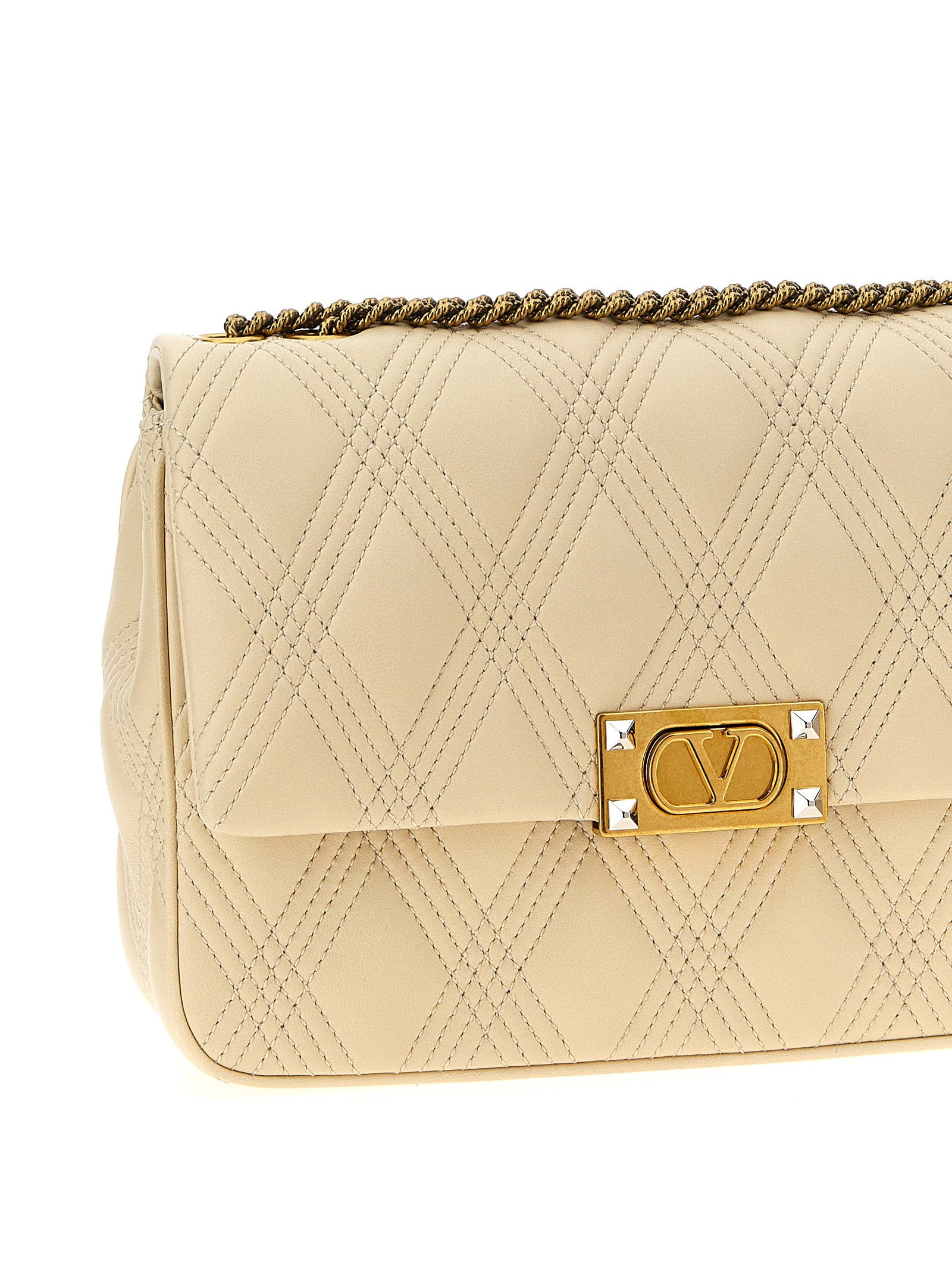 Valentino Garavani Quiltie 67 M Shoulder Bag White