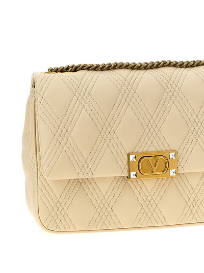Valentino Garavani Quiltie 67 M Shoulder Bag White