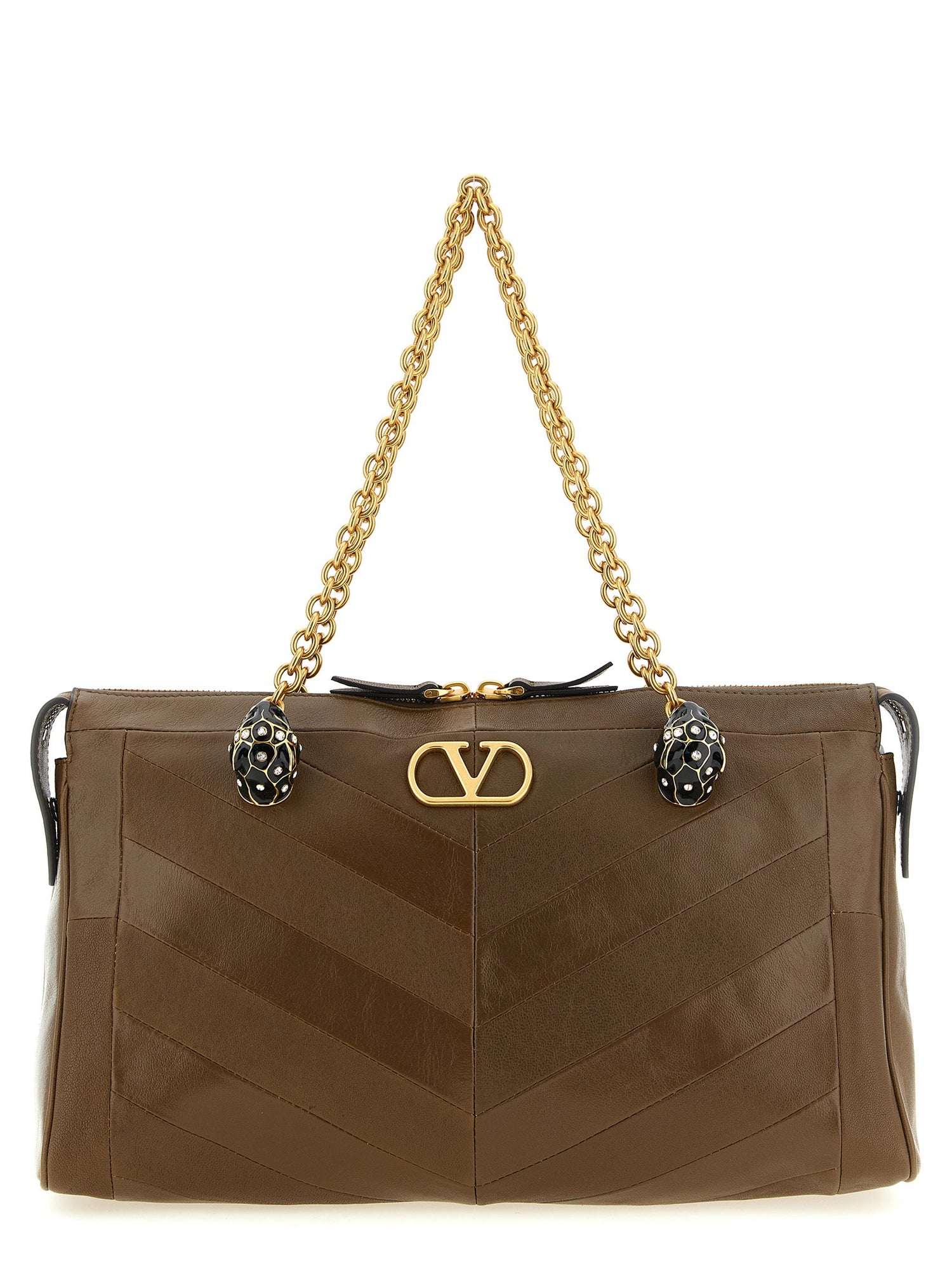 Valentino Garavani Panthea Medium Shoulder Bag Brown