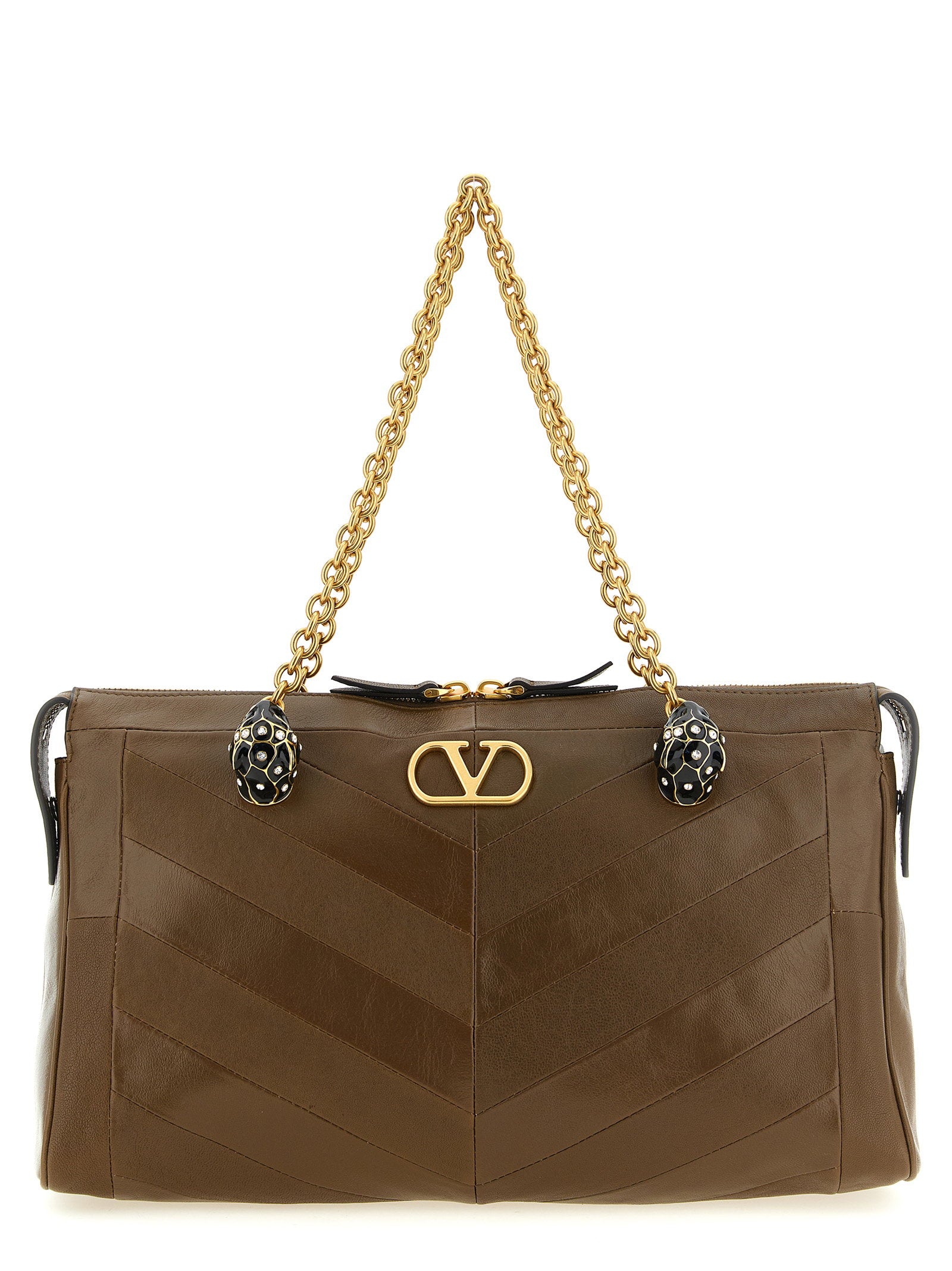 Valentino Garavani Panthea Medium Shoulder Bag Brown