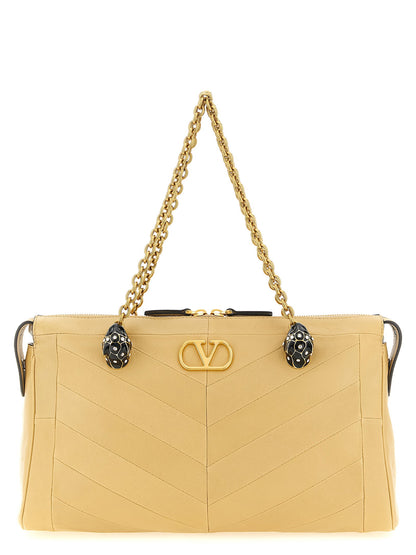 Valentino Garavani Panthea Shoulder Bag Beige