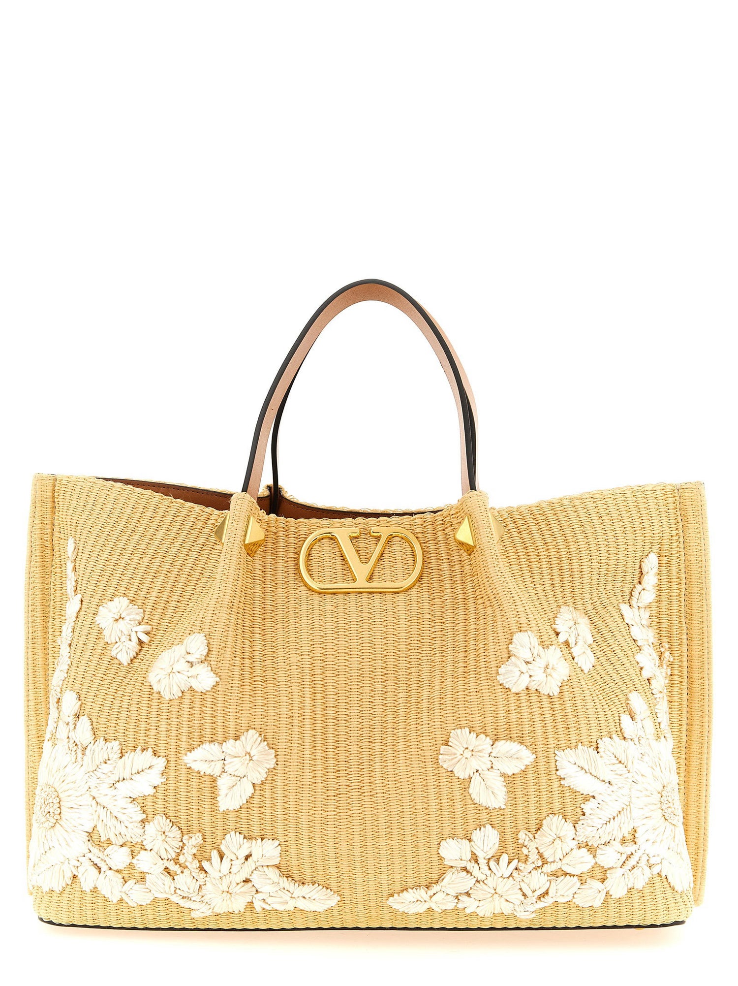 Shopping Valentino Garavani Medium Raffia Beige