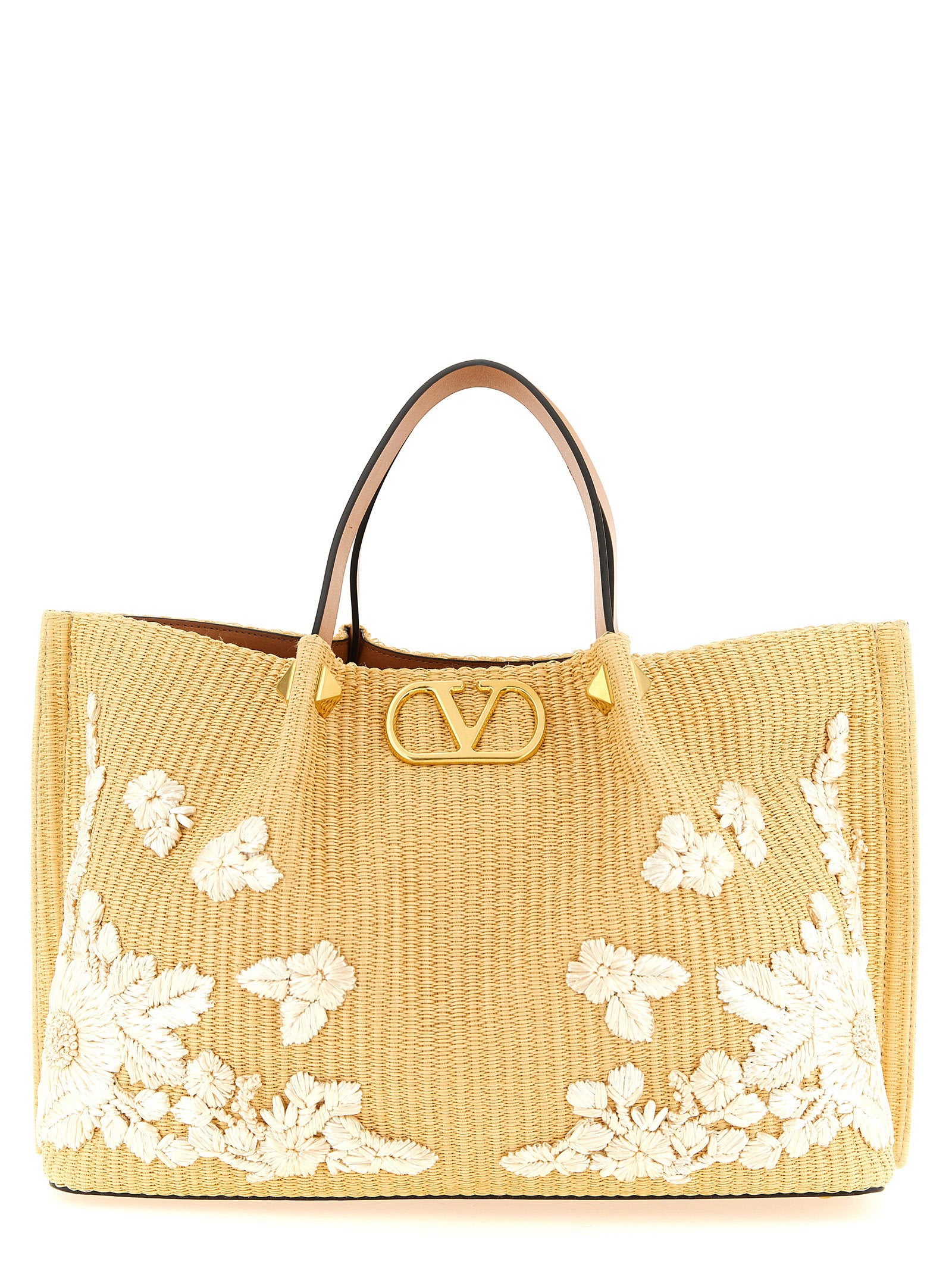 Shopping Valentino Garavani Medium Raffia Beige