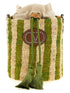 Valentino Garavani Raffia Small Bucket Bag Green