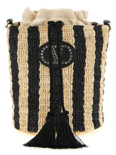 Valentino Garavani Raffia Small Bucket Bag Black