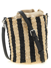 Valentino Garavani Raffia Small Bucket Bag Black