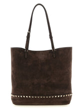 Valentino Garavani Rockstud Medium Suede Shoulder Bag Brown
