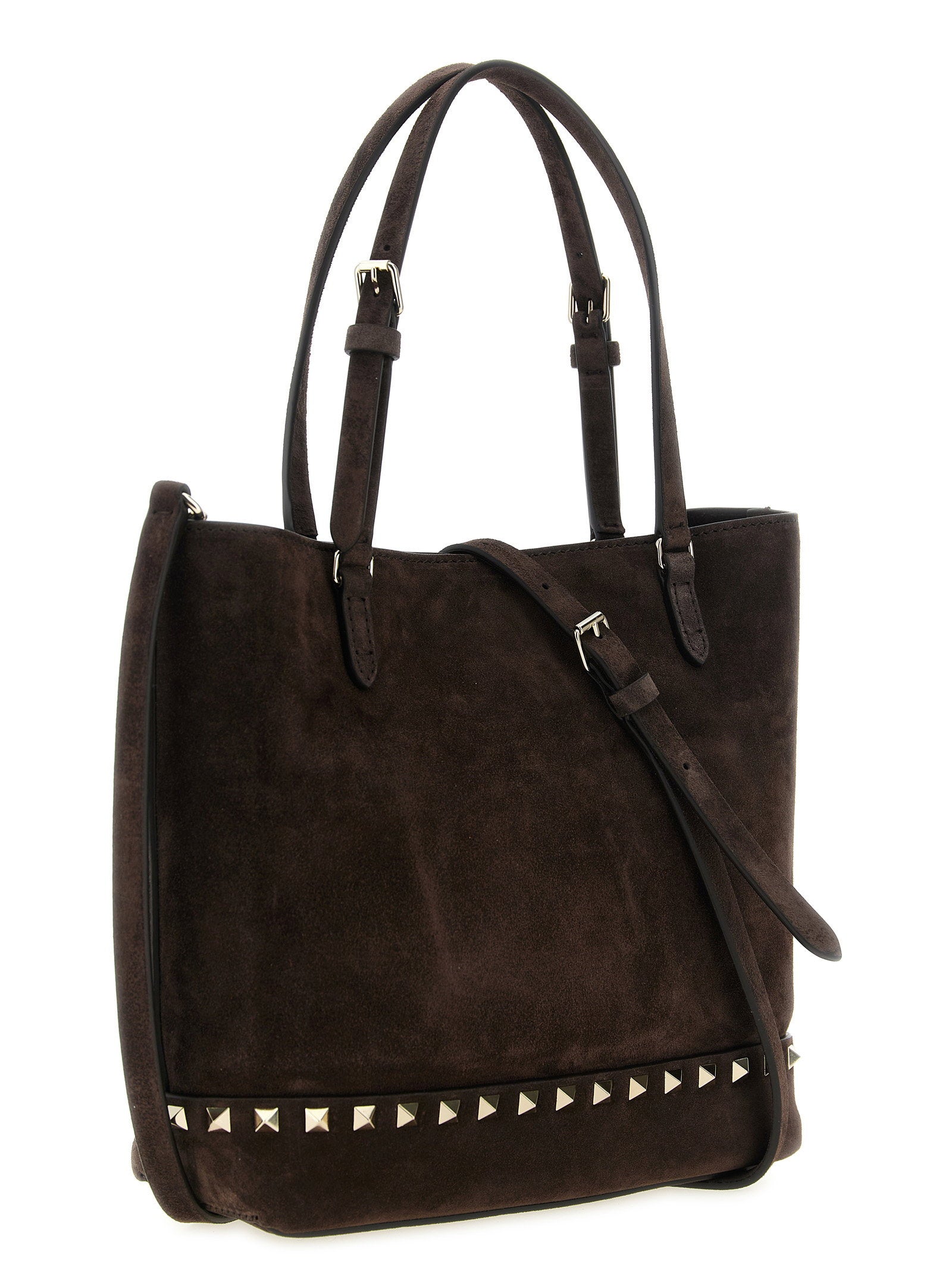 Valentino Garavani Rockstud Small Shopping Bag Brown