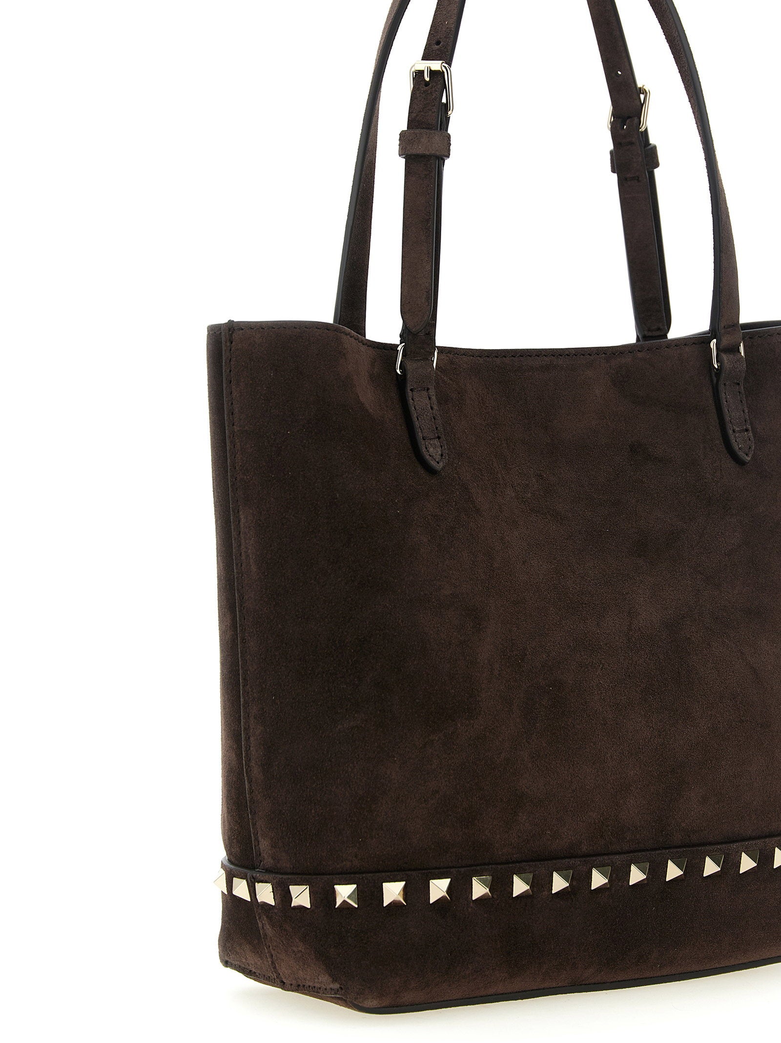 Valentino Garavani Rockstud Small Shopping Bag Brown