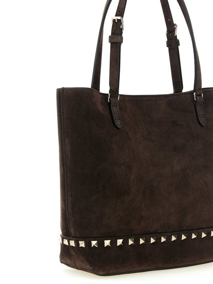 Valentino Garavani Rockstud Small Shopping Bag Brown