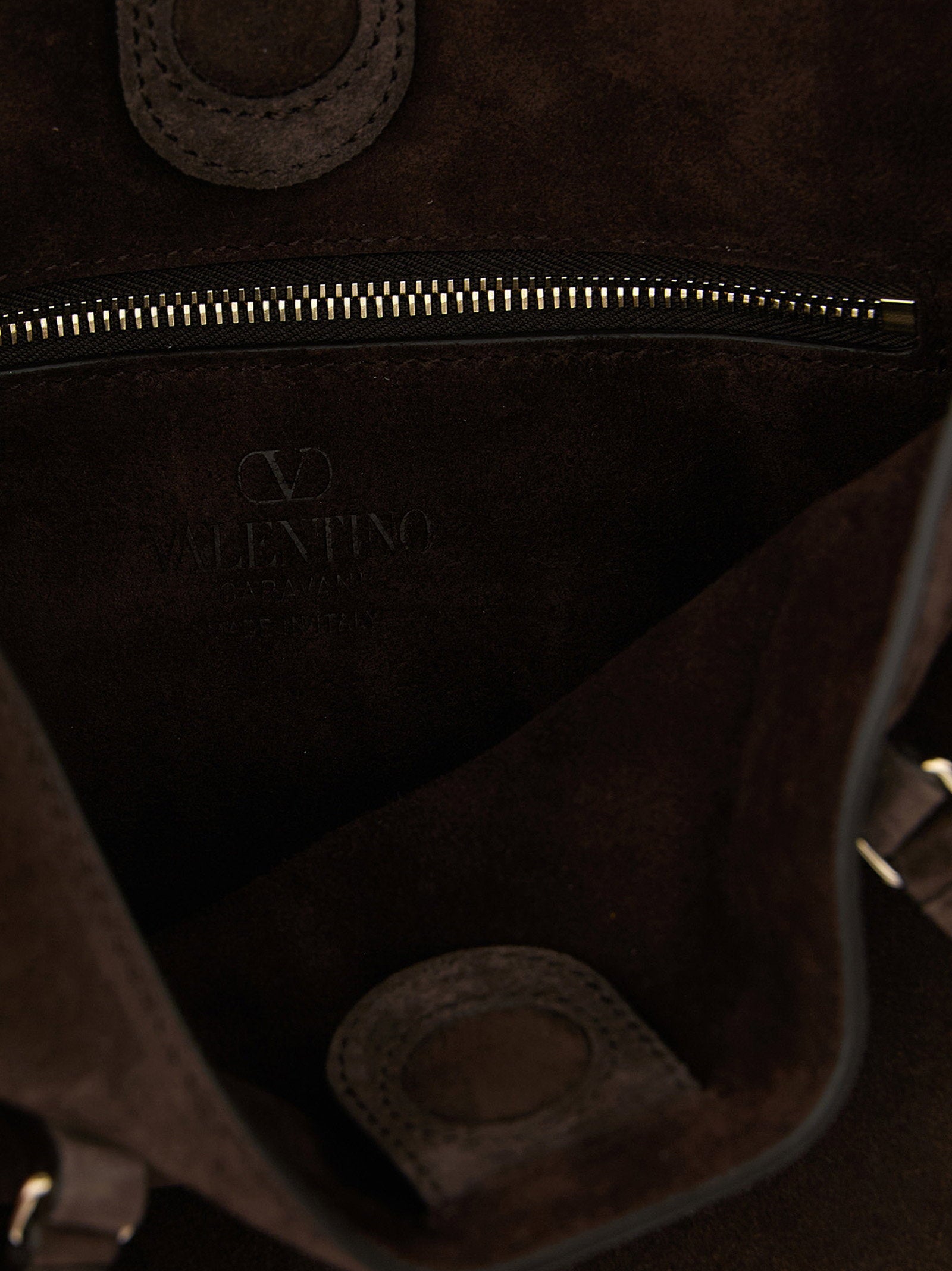 Valentino Garavani Rockstud Small Shopping Bag Brown