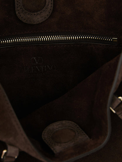 Valentino Garavani Rockstud Small Shopping Bag Brown