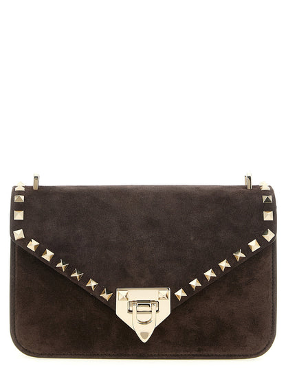 Valentino Garavani Rockstud Small Shoulder Bag Brown