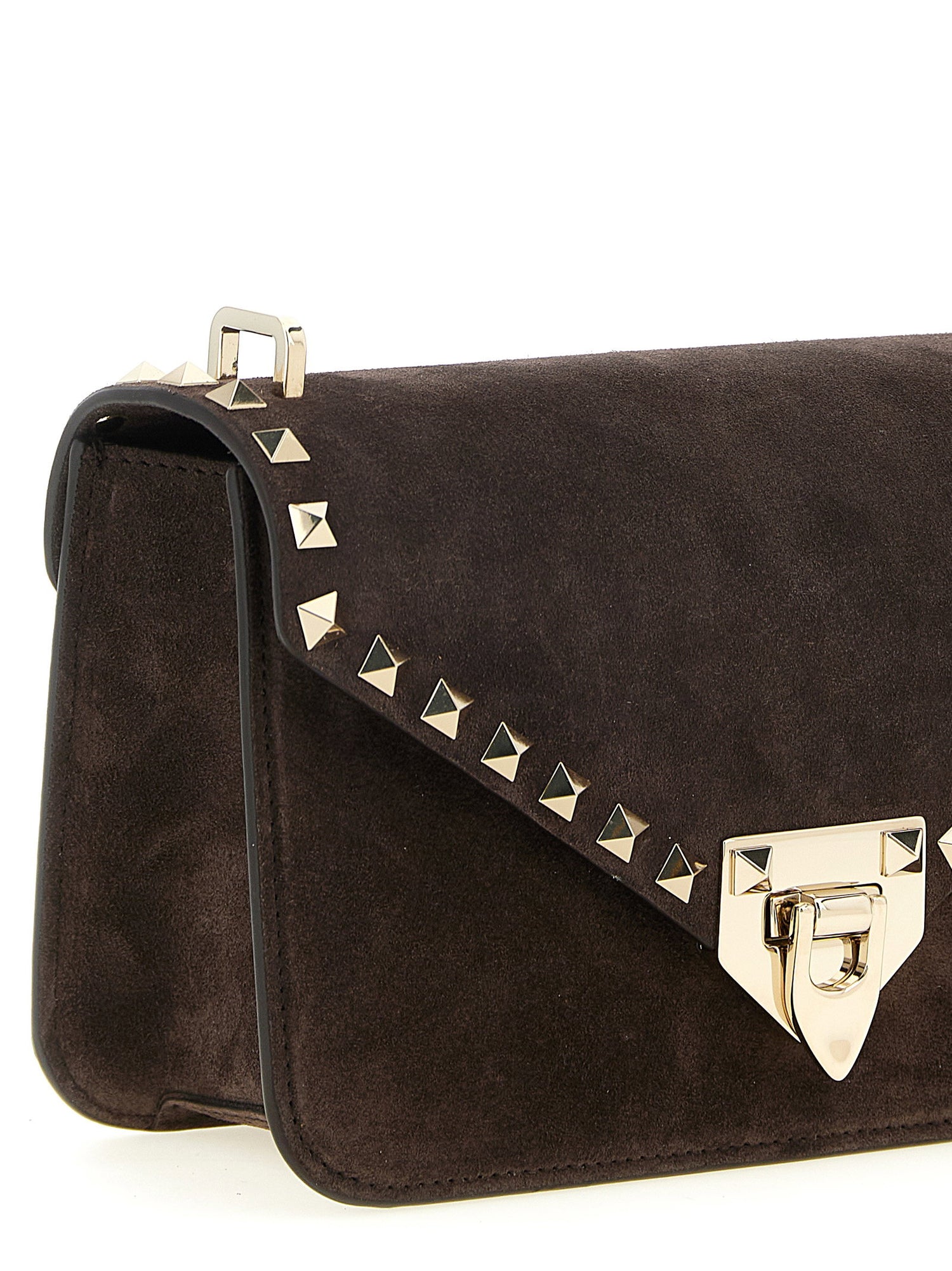 Valentino Garavani Rockstud Small Shoulder Bag Brown