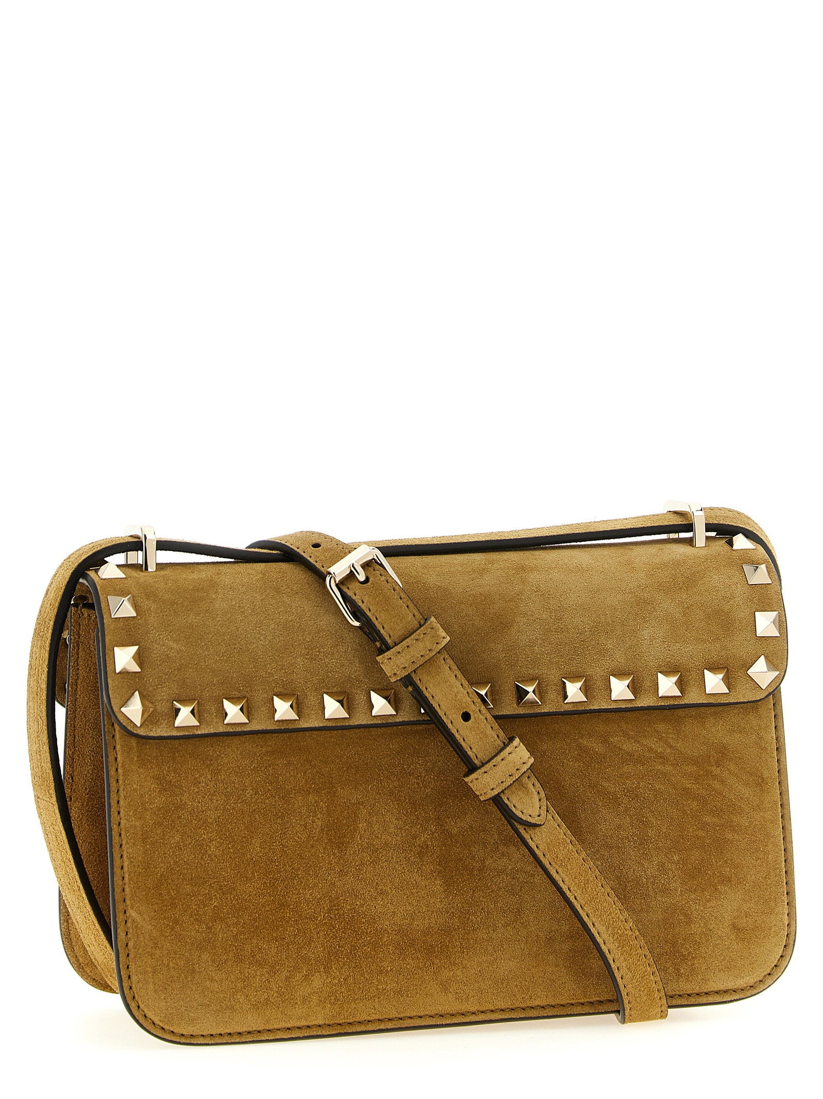 Valentino Garavani Rockstud Small Shoulder Bag Beige