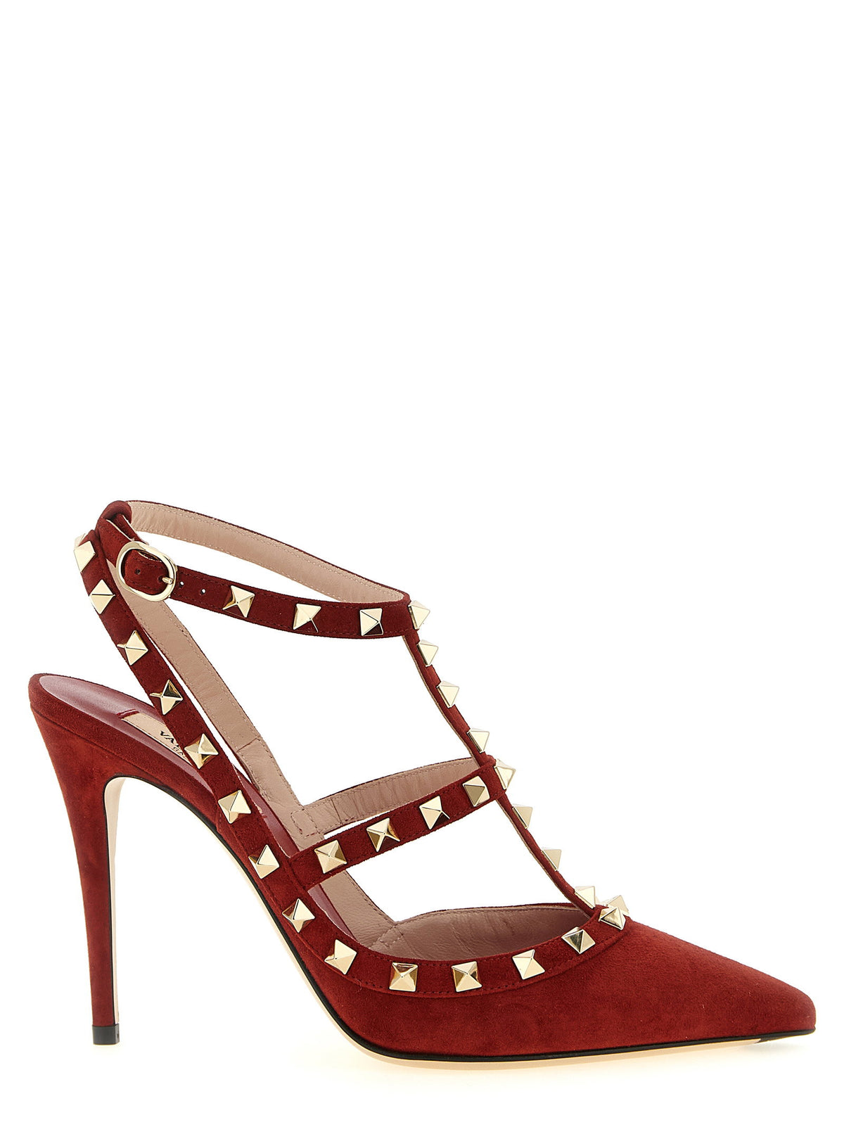 Valentino Garavani Rockstudankle Strap Pumps Red